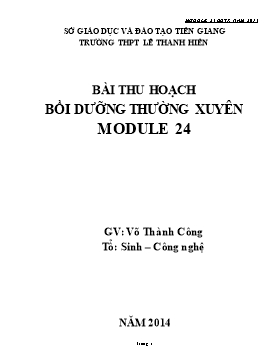 Bài thu hoạch BDTX Module 24: Kĩ thuật kiểm tra, đánh giá trong dạy học - Năm học 2013-2014 -Võ Thành Công
