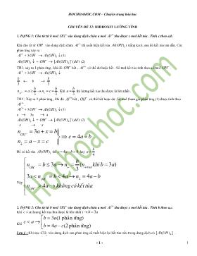 Bài tập Hóa học 11 - Chuyên đề 12: Hiđroxit lưỡng tính