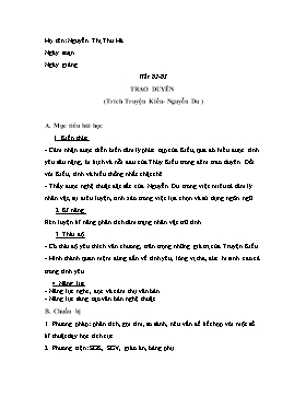 Giáo án Ngữ văn 10 - Tiết 82+83: Trao duyên - Nguyễn Thị Thu Hà