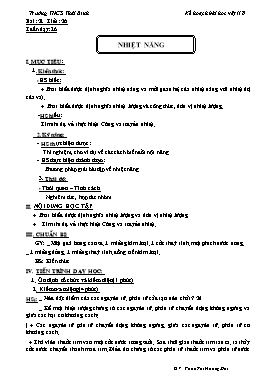 Kế hoạch bài học Vật lí 8 - Tiết 26, Bài 21: Nhiệt năng - Phạm Thị Hoàng Mai