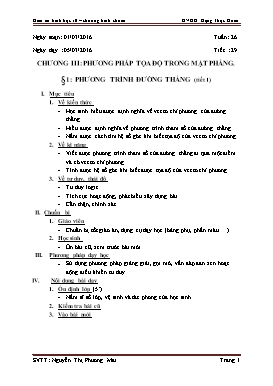 Giáo án Hình học 10 - Tiết 29, Bài 1: Phương trình đường thẳng (Tiết 1) - Nguyễn Thị Phương Mai