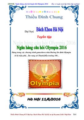 Ngân hàng câu hỏi Olympia 2016 - Thiều Đình Chung