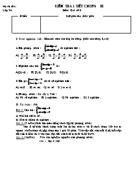 Đề kiểm tra 1 tiết chương III Đại số 9