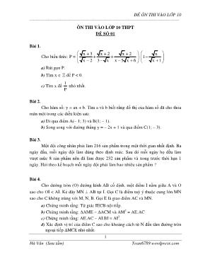 Đề ôn thi vào lớp 10 THPT - Hà Vân