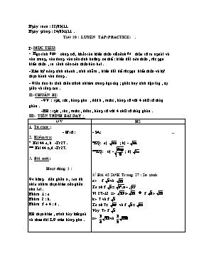 Giáo án Đại số 9 - Tiết 10: Luyện tập (Practice) - Năm học 2011-2012