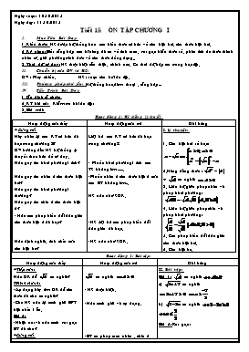 Giáo án Đại số 9 - Tiết 15: Ôn tập chương I - Năm học 2015-2016