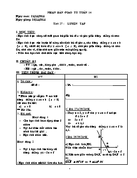 Giáo án Đại số 9 - Tiết 27-28 - Năm học 2014-2015