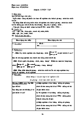 Giáo án Đại số 9 - Tiết 32: Luyện tập - Năm học 2015-2016