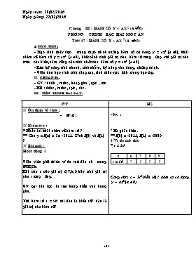 Giáo án Đại số 9 - Tiết 47+48: Hàm số y = ax2 (a ≠ 0) - Năm học 2015-2016