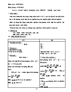 Giáo án Đại số 9 - Tiết 54: Công thức nghiệm của phương trình bậc hai - Năm học 2014-2015