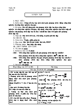 Giáo án Đại số 9 - Tuần 30 - Năm học 2015-2016