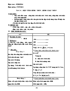 Giáo án Hình học 9 - Tiết 54+55 - Năm học 2014-2015