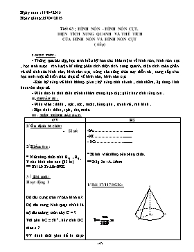 Giáo án Hình học 9 - Tiết 63-67 - Năm học 2014-2015