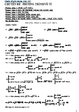 Ôn thi học sinh giỏi Toán 9 - Chuyên đề: Phương trình vô tỉ