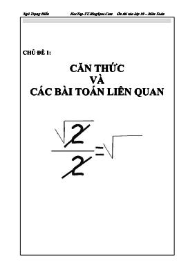 Ôn thi vào lớp 10 môn Toán theo chủ đề - Ngô Trọng Hiếu