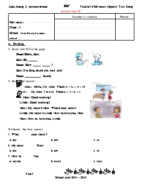 Examination English Class 3 - Test 3 - School Year 2014-2015 - Nguyen Tien Dung