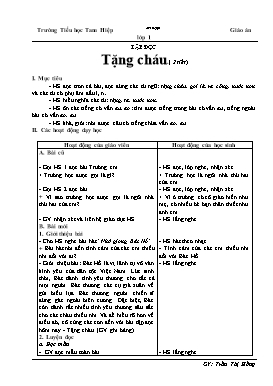 Giáo án Tiếng Việt Lớp 1 - Tập đọc: Tặng cháu, Mèo con đi học - Trần Thị Hồng