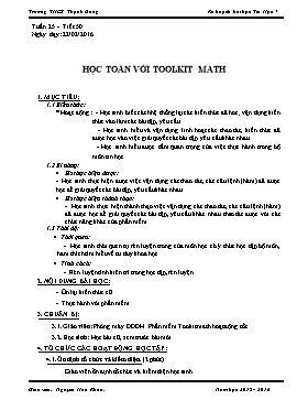 Kế hoạch bài học Tin học 7 - Tiết 50, Bài đọc thêm 3: Học toán với Toolkit Math (Tiết 4) - Năm học 2015-2016 - Nguyễn Hữu Khoa