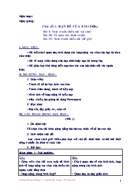 Kế hoạch bài dạy Mĩ thuật Lớp 3 - Chủ đề 1: Bạn bè của em (3 tiết) - Nguyễn Hữu Dương