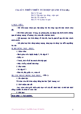 Kế hoạch bài dạy Mĩ thuật Lớp 3 - Chủ đề 5: Thiên nhiên tươi đẹp quanh em (4 tiết) - Nguyễn Hữu Dương