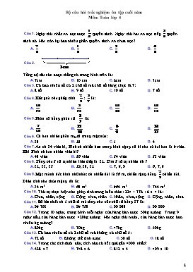 Bộ câu hỏi trắc nghiệm ôn tập cuối năm môn Toán Lớp 4