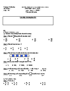 Đề thi học kỳ II môn Toán Lớp 4 - Năm học 2015-2016 - Trường Tiểu học Bà Râu