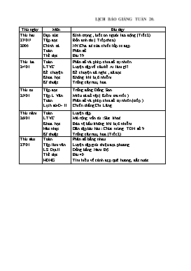 Giáo án Lớp 4 - Tuần 20 - Năm học 2004-2005