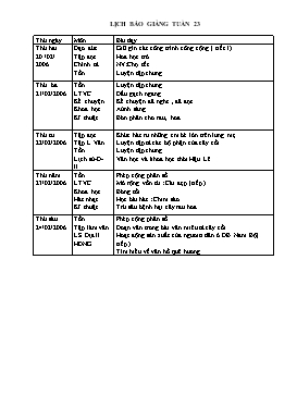 Giáo án Lớp 4 - Tuần 23 - Năm học 2005-2006