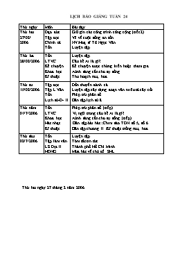 Giáo án Lớp 4 - Tuần 24 - Năm học 2005-2006