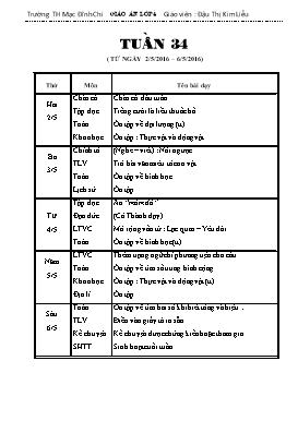 Giáo án Lớp 4 - Tuần 34 - Năm học 2015-2016 - Đậu Thị Kim Liễu