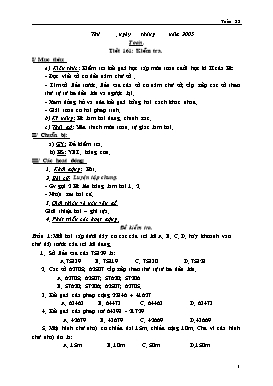 Giáo án Toán Lớp 3 - Tuần 33 - Năm học 2006-2007