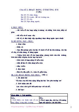 Kế hoạch bài dạy Mĩ thuật Lớp 4 - Chủ đề 2: Hoạt động ở trường em (Phương pháp Đan Mạch) - Nguyễn Hữu Dương