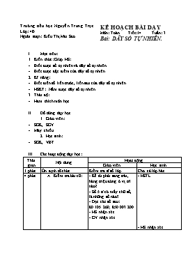 Kế hoạch bài dạy Toán Lớp 4 - Tiết 14, Bài: Dãy số tự nhiên - Kiều Thị Mai Sao