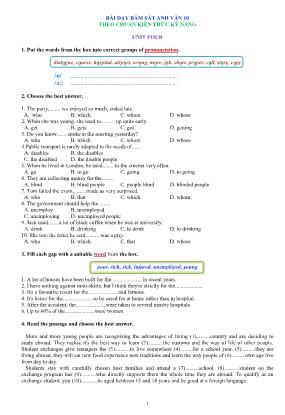 Bài dạy bám sát Anh Văn 10 Theo chuẩn kiến thức kỹ năng - Unit 4