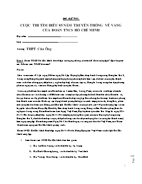 Bài dự thi Cuộc thi tìm hiểu 85 năm truyền thống vẻ vang của Đoàn TNCS Hồ Chí Minh - Trường THPT Cửa ông