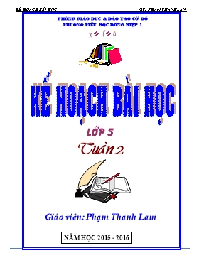 Kế hoạch bài học Lớp 5 - Tuần 2 - Năm học 2015-2016 - Phạm Thanh Lam