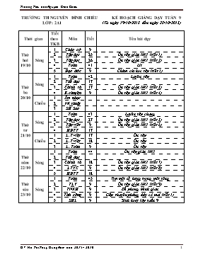 Kế hoạch giảng dạy Lớp 2 - Tuần 9 - Năm học 2015-2016 - Hồ Thị Thùy Dung