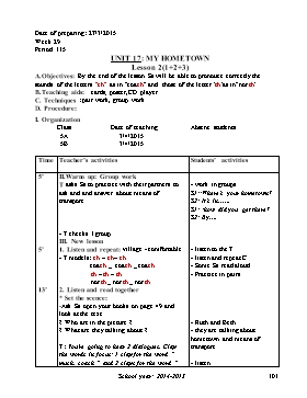 Lesson Plan English 5 - Period 115 to 118, Unit 17: My Hometown - School year 2014-2015