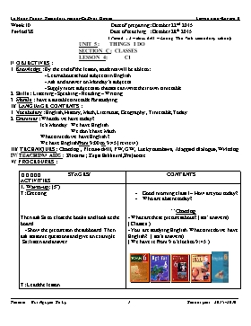 Lesson Plan English 6 - Period 28, Unit 5: Things I do - Section C, Lesson 4 (C1) - School year 2015-2016 - Bui Nguyen Sa Ly