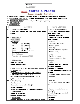 Lesson plan English 7 - Period 97+98, Unit 16: People and Places (A1,2,3,4) - School year 2006-2007
