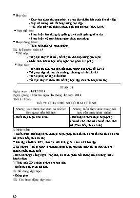 Giáo án các môn Lớp 4 - Tuần 15 - Năm học 2014-2015