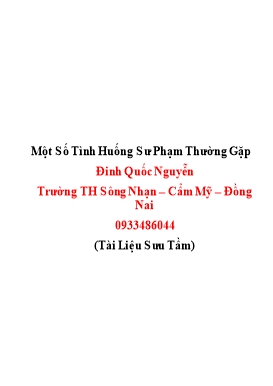 Một số tình huống sư phạm thường xuyên - Đinh Quốc Nguyễn - Trường Tiểu học Sông Nhạn