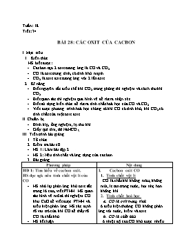 Giáo án Hóa học Lớp 9 - Tiết 35, Bài 28: Các oxit của cacbon