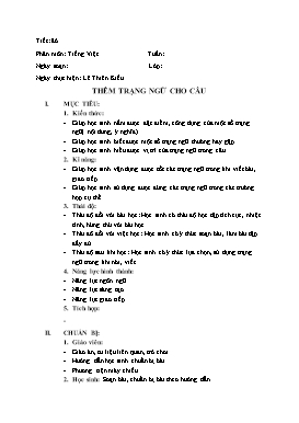 Giáo án Ngữ văn Lớp 7 - Tiết 86: Thêm trạng ngữ cho câu - Lê Thiên Kiều