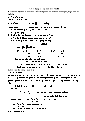 Một số dạng bài toán tính theo phương trình hóa họa môn Hóa học Lớp 8
