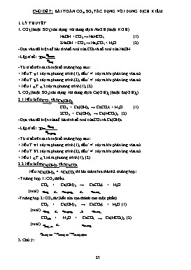 Tài liệu ôn tập Hóa học - Chủ đề 7: Bài toán CO2, SO2, tác dụng với dung dịch kiềm