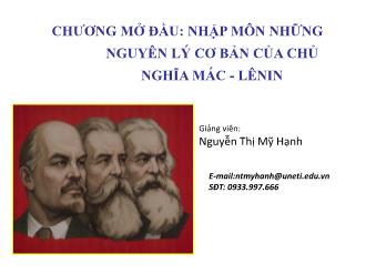Bài giảng Những nguyên lý cơ bản của chủ nghĩa Mác-Lênin - Nguyễn Thị Mỹ Hạnh