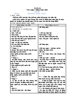 Giáo án các môn Lớp 5 - Tuần 21 - Năm học 2019-2002 (Bản 2 cột)