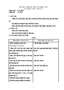 Giáo án theo chủ đề môn Mỹ thuật Lớp 3 - Năm học 2019-2020