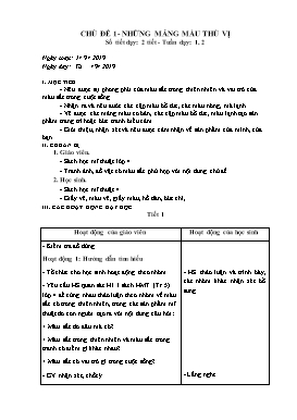 Giáo án theo chủ đề môn Mỹ thuật Lớp 4 - Năm học 2019-2020